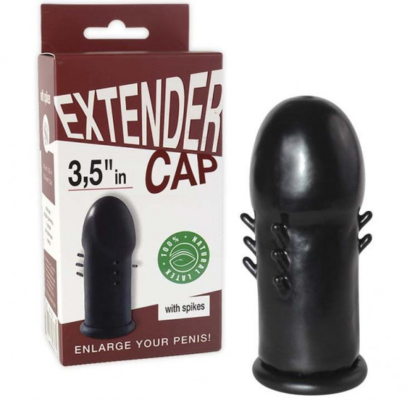 Чёрная насадка-удлинитель с усиками Extender Cap 3.5 Чёрная насадка-удлинитель с усиками Extender Cap 3.5