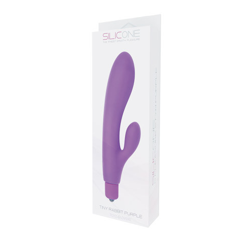 Фиолетовый вибратор с клиторальным пальчиком TINY RABBIT SILICONE - 15 см. Фиолетовый вибратор с клиторальным пальчиком TINY RABBIT SILICONE - 15 см.