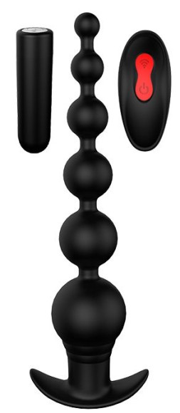 Черный анальный вибромассажер REMOTE GRADUATING BEADS - 20,7 см. Черный анальный вибромассажер REMOTE GRADUATING BEADS - 20,7 см.