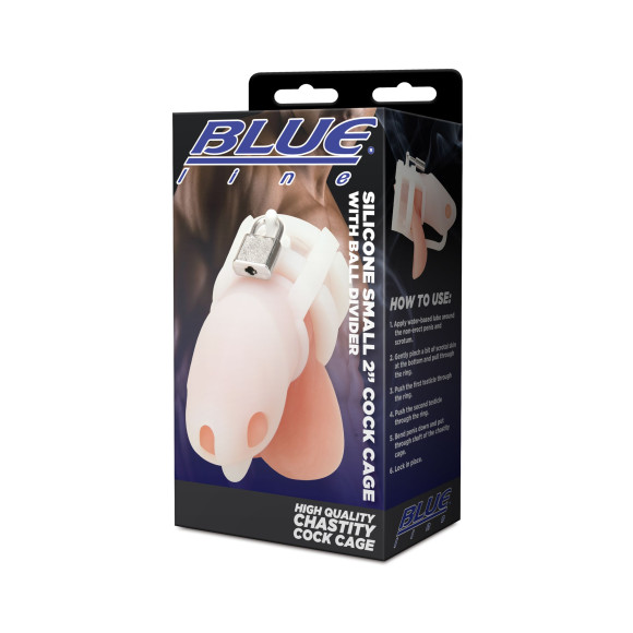 Белая клетка для пениса Silicone Small 2 in Cock Cage With Ball Divider