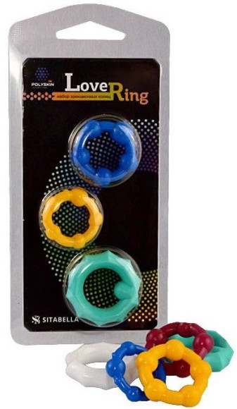 Набор из 3 цветных эрекционных колец Love Ring Набор из 3 цветных эрекционных колец Love Ring