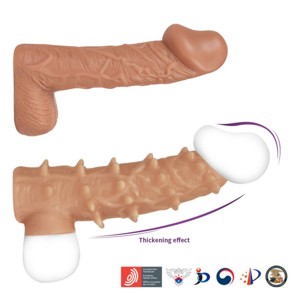 Телесная насадка с шипами и открытой головкой Nude Sleeve M - 12 см. Телесная насадка с шипами и открытой головкой Nude Sleeve M - 12 см.