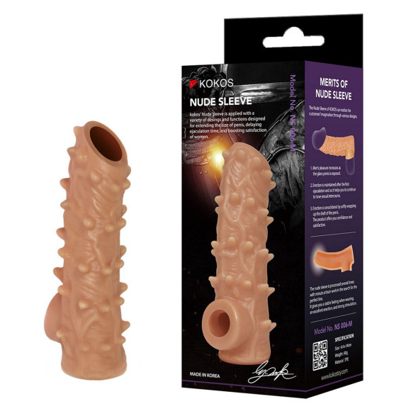 Телесная насадка с шипами и открытой головкой Nude Sleeve M - 12 см. Телесная насадка с шипами и открытой головкой Nude Sleeve M - 12 см.