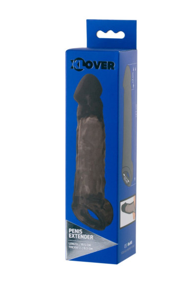 Чёрная насадка на пенис XLover c подхватом - 19,5 см. Чёрная насадка на пенис XLover c подхватом - 19,5 см.