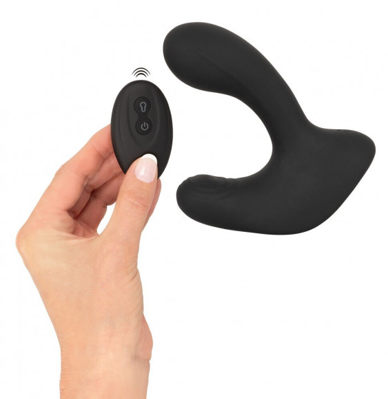 Черная анальная вибропробка с функцией расширения RC Butt Plug with 3 functions