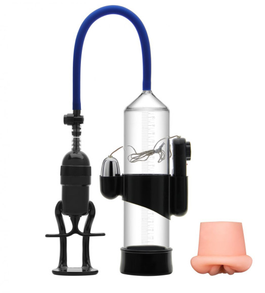Вакуумная помпа Erozon Penis Pump с вибрацией и вставкой-вагиной Вакуумная помпа Erozon Penis Pump с вибрацией и вставкой-вагиной