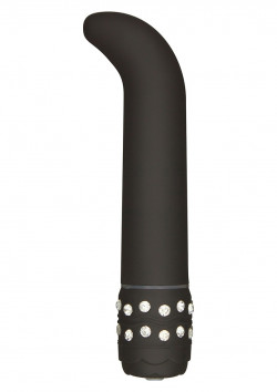 Чёрный вибромассажер G-точки CRYSTAL G-SPOT - 15 см.