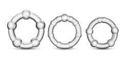 Набор из 3 прозрачных эрекционных колец Stay Hard Beaded Cockrings Набор из 3 прозрачных эрекционных колец Stay Hard Beaded Cockrings