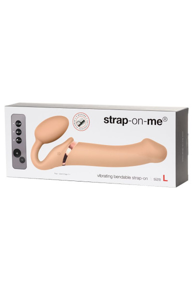 Телесный безремневой вибрострапон Vibrating Bendable Strap-On - size L Телесный безремневой вибрострапон Vibrating Bendable Strap-On - size L