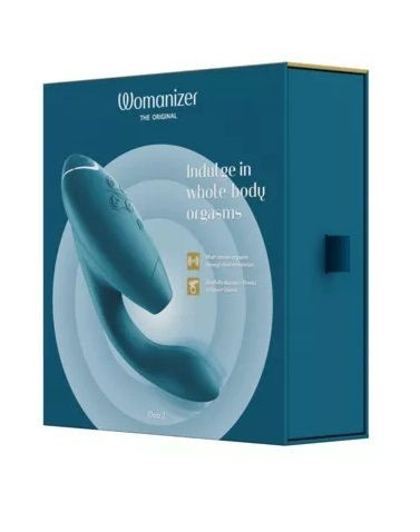 Бирюзовый вибратор Womanizer Duo 2 с бесконтактной клиторальной стимуляцией Бирюзовый вибратор Womanizer Duo 2 с бесконтактной клиторальной стимуляцией