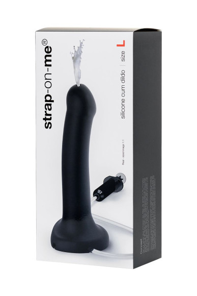 Черный фаллос с имитацией эякуляции Silicon Cum Dildo L - 19,6 см. Черный фаллос с имитацией эякуляции Silicon Cum Dildo L - 19,6 см.