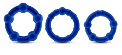 Набор из 3 синих эрекционных колец Stay Hard Beaded Cockrings Набор из 3 синих эрекционных колец Stay Hard Beaded Cockrings