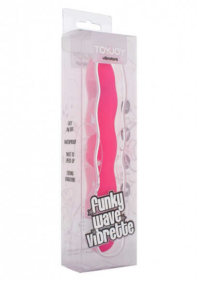 Розовый волнистый вибратор Funky Wave - 19 см.