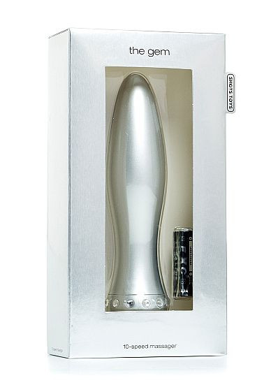 Вибратор-торпеда с кристалликами The Gem Silver - 16,6 см.