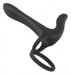 Черная насадка на член с вибрацией Couple’s Vibrator