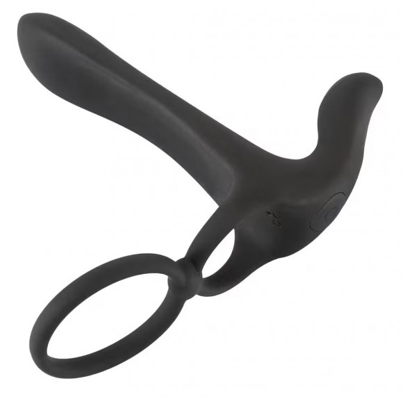 Черная насадка на член с вибрацией Couple’s Vibrator