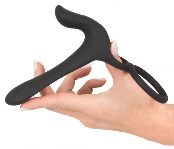 Черная насадка на член с вибрацией Couple’s Vibrator