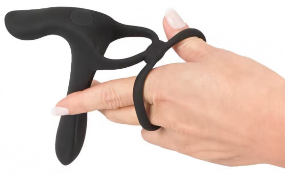 Черная насадка на член с вибрацией Couple’s Vibrator