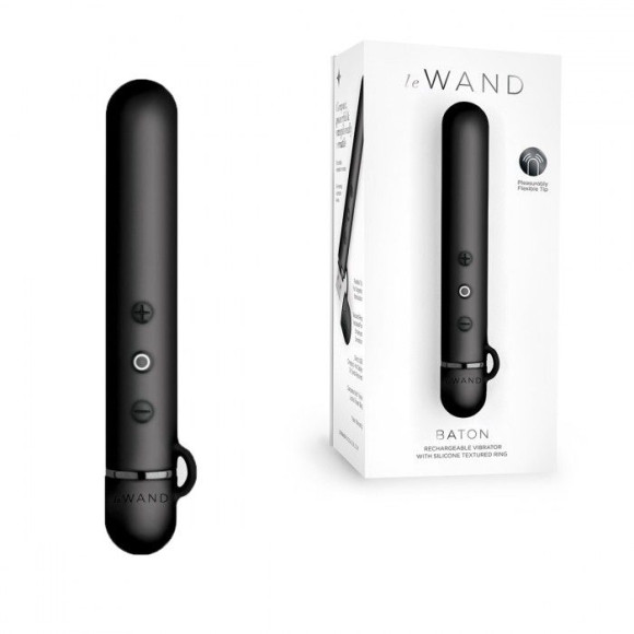 Черный мини-вибратор Le Wand Baton с текстурированной насадкой - 11,9 см. Черный мини-вибратор Le Wand Baton с текстурированной насадкой - 11,9 см.