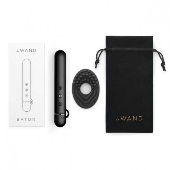 Черный мини-вибратор Le Wand Baton с текстурированной насадкой - 11,9 см. Черный мини-вибратор Le Wand Baton с текстурированной насадкой - 11,9 см.