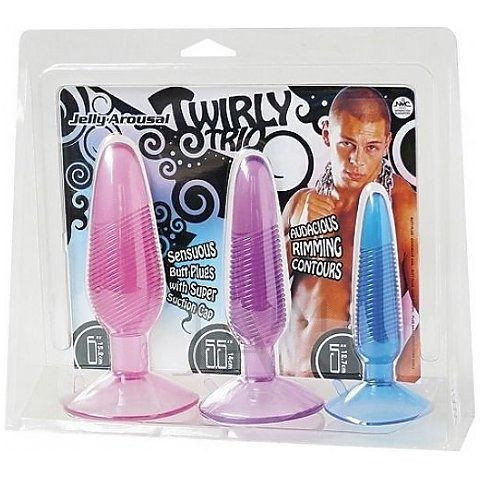 Набор из трех анальных пробок Twirly Trio Jelly Arousal Butt Plugs Набор из трех анальных пробок Twirly Trio Jelly Arousal Butt Plugs