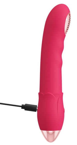 Малиновая насадка на душ с вибрацией Showers to orgasm - 20,1 см.