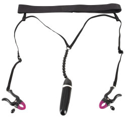 Женские вибростринги с зажимами для половых губ Spreader String with Vibrator Женские вибростринги с зажимами для половых губ Spreader String with Vibrator
