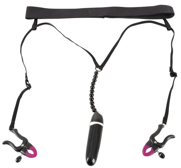Женские вибростринги с зажимами для половых губ Spreader String with Vibrator