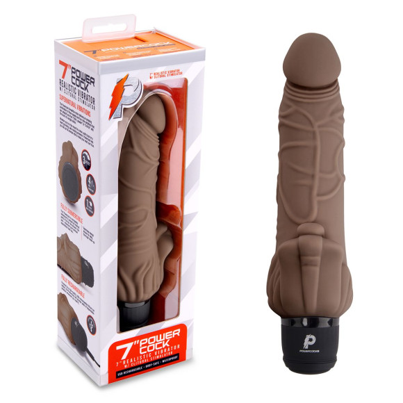 Коричневый вибратор с клиторальным выступом 7 Realistic Vibrator - 21,5 см. Коричневый вибратор с клиторальным выступом 7 Realistic Vibrator - 21,5 см.