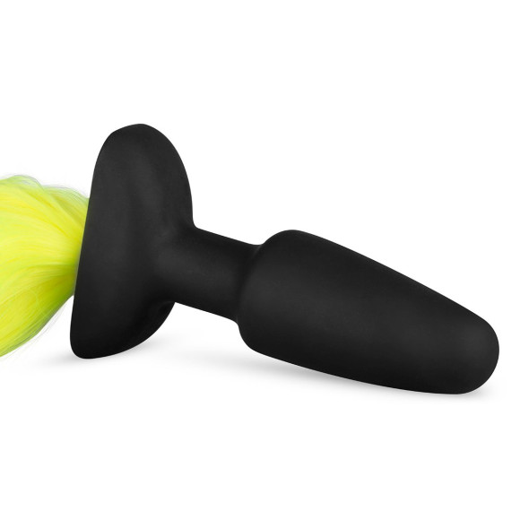 Черная анальная пробка с желтым хвостом Butt Plug With Tail Черная анальная пробка с желтым хвостом Butt Plug With Tail