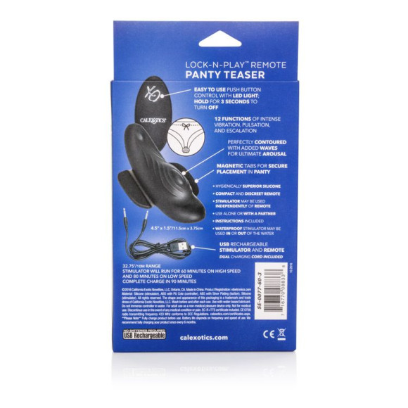 Чёрный вибростимулятор для ношения в трусиках Lock-N-Play Remote Panty Teaser Чёрный вибростимулятор для ношения в трусиках Lock-N-Play Remote Panty Teaser