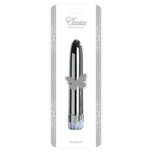 Серебристый классический вибратор CLASSIC SILVER LARGE - 20 см.