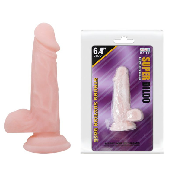 Телесный фаллоимитатор на присоске Super Dildo - 16,5 см. Телесный фаллоимитатор на присоске Super Dildo - 16,5 см.