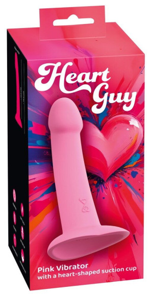 Розовый вибростимулятор на присоске Heart Guy - 19 см. Розовый вибростимулятор на присоске Heart Guy - 19 см.