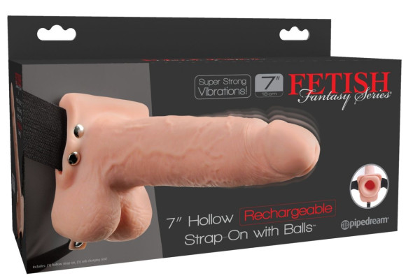 Телесный перезаряжаемый вибрострапон 7 Hollow Rechargeable Strap-on with Balls - 20,3 см. Телесный перезаряжаемый вибрострапон 7 Hollow Rechargeable Strap-on with Balls - 20,3 см.