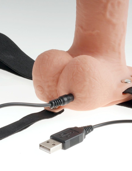Телесный перезаряжаемый вибрострапон 7 Hollow Rechargeable Strap-on with Balls - 20,3 см. Телесный перезаряжаемый вибрострапон 7 Hollow Rechargeable Strap-on with Balls - 20,3 см.