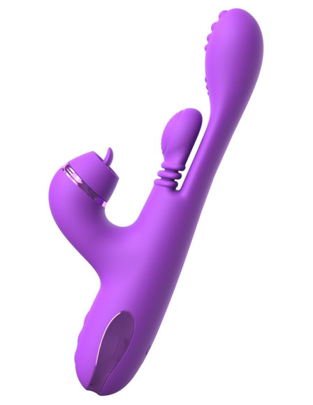 Фиолетовый вибратор с тройной стимуляцией Intimotion Pulse Pro - 24 см. Фиолетовый вибратор с тройной стимуляцией Intimotion Pulse Pro - 24 см.