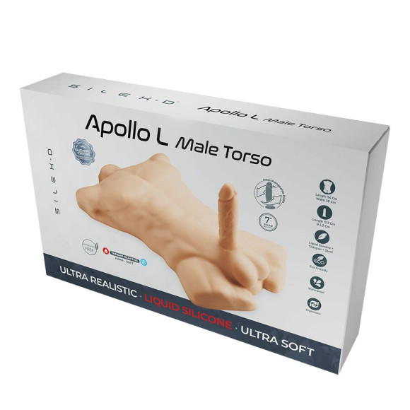 Телесный мужской торс с фаллоимитатором SILEXD Apollo L 7 