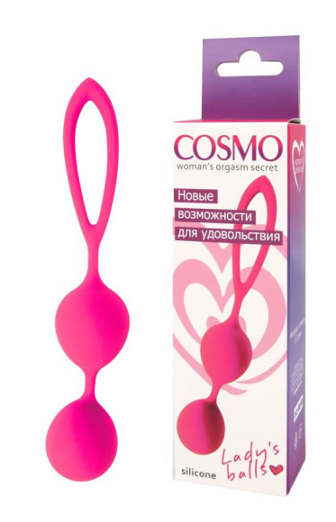 Розовые вагинальные шарики с петлёй Cosmo Розовые вагинальные шарики с петлёй Cosmo