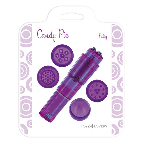 Фиолетовая виброракета с 4 насадками MULTI STIMULATOR CANDY PIE PURPLE PULSY Фиолетовая виброракета с 4 насадками MULTI STIMULATOR CANDY PIE PURPLE PULSY