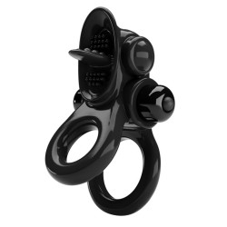 Черное эрекционное кольцо с подхватом мошонки и стимулятором клитора Passionate Ring Черное эрекционное кольцо с подхватом мошонки и стимулятором клитора Passionate Ring