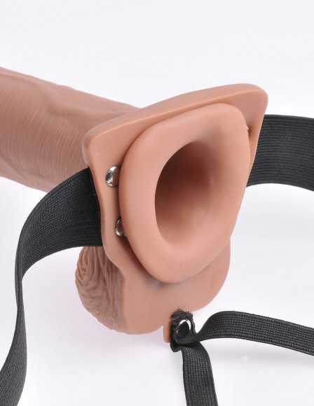 Кофейный перезаряжаемый фаллопротез 10 Hollow Strap-on with Remote - 21,6 см. Кофейный перезаряжаемый фаллопротез 10 Hollow Strap-on with Remote - 21,6 см.