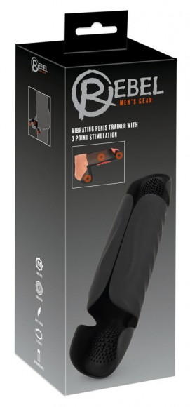 Черный вибромастурбатор с трехточечной стимуляцией Penis Trainer with 3 Point Stimulation