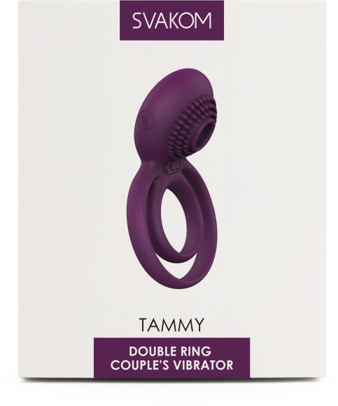 Фиолетовое эрекционное виброкольцо Tammy с подхватом мошонки Фиолетовое эрекционное виброкольцо Tammy с подхватом мошонки
