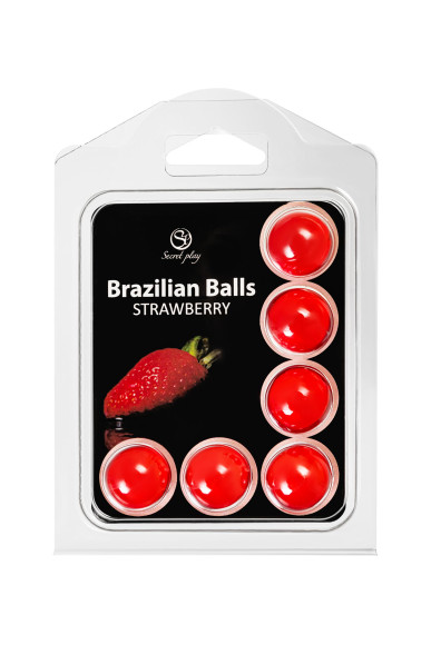 Набор из 6 шариков с массажным маслом Brazilian Balls с ароматом клубники Набор из 6 шариков с массажным маслом Brazilian Balls с ароматом клубники